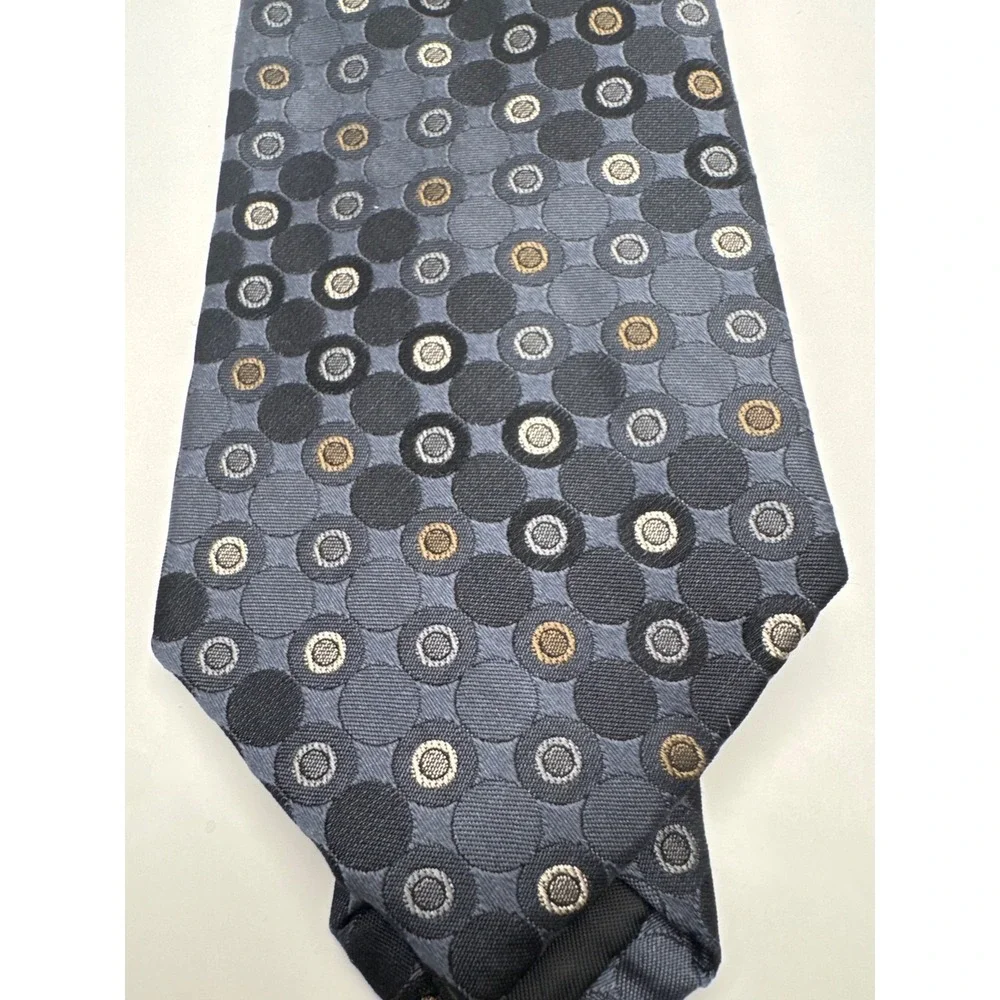 New Kenneth Cole Reaction Blue Gray Geometric Dot Silk Tie NWT 3.5